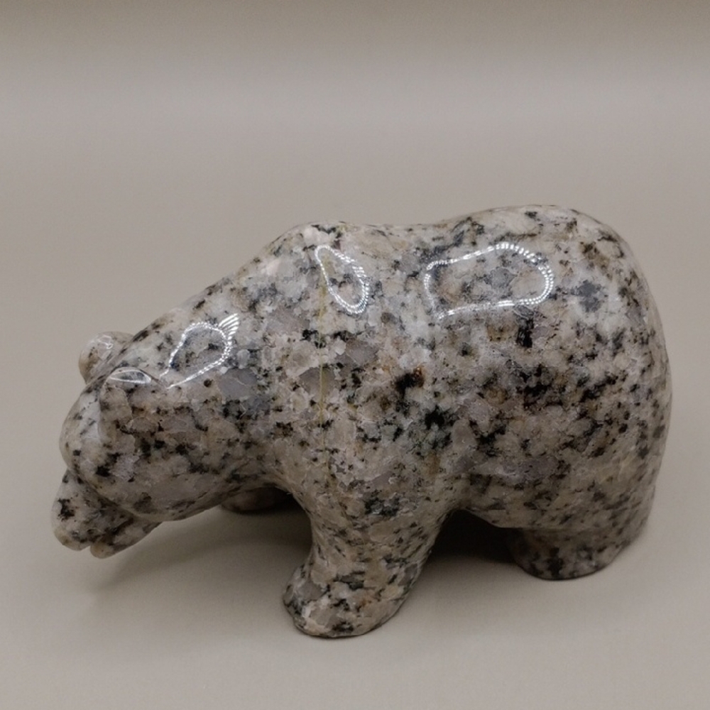 Gray and Black Speckled Bear Decor Accent